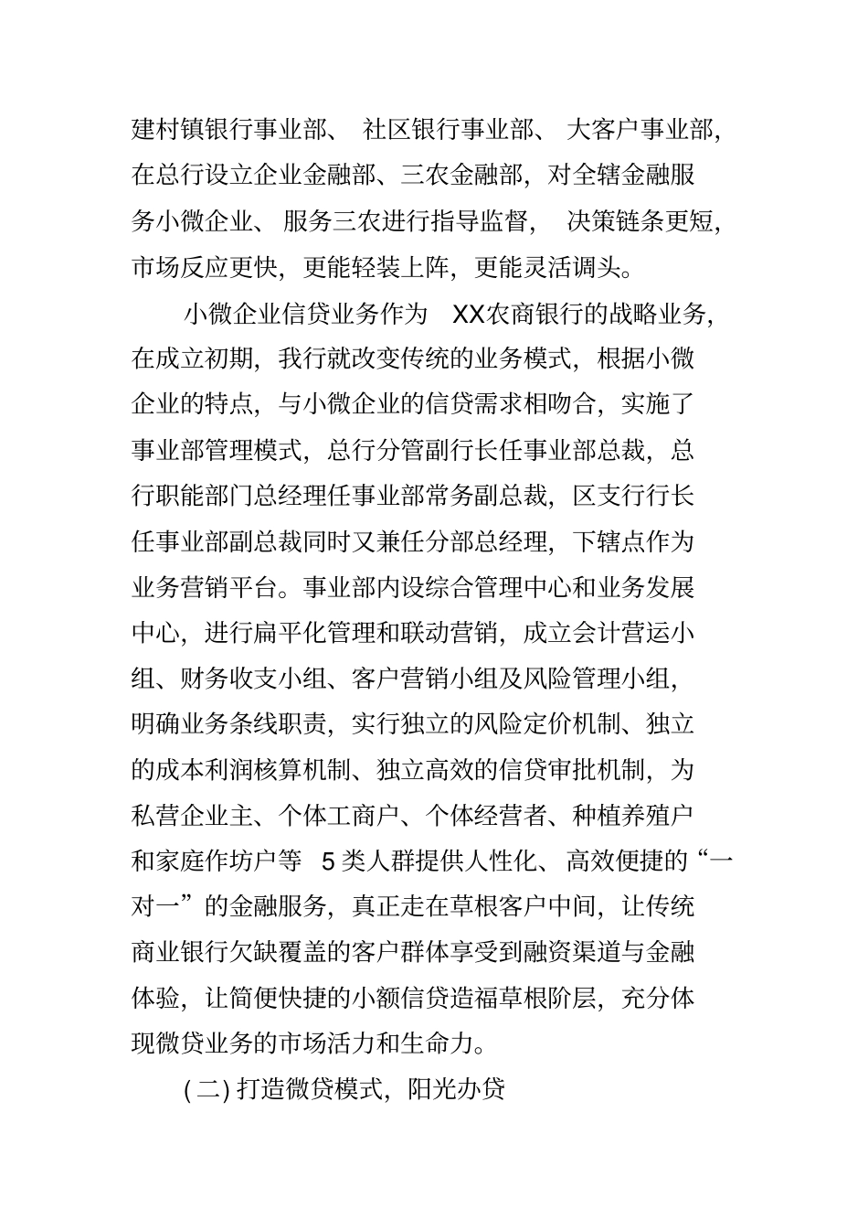 银行支持中小微企业工作汇报经验材料_第2页