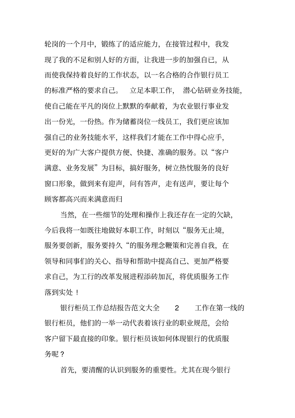 银行柜员工作总结报告大全_第2页