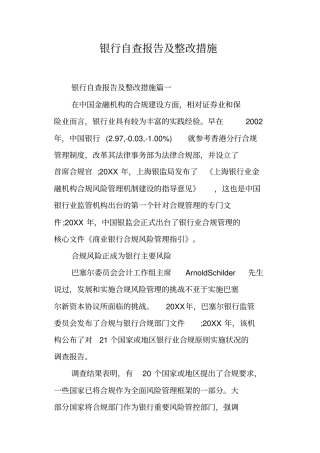 银行自查报告及整改措施