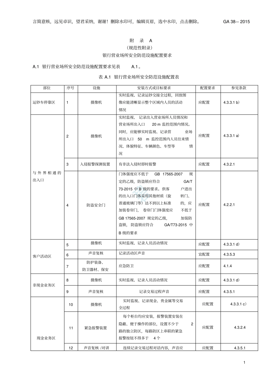 银行营业场所安全防范要求GA38—2019_第1页