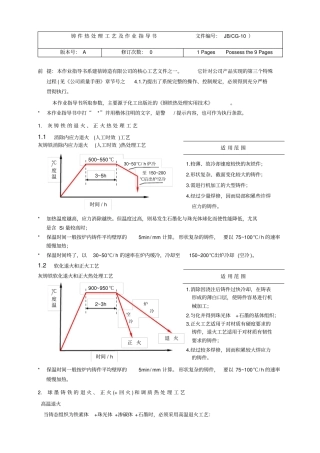 铸件热处理工艺及作业指导书主