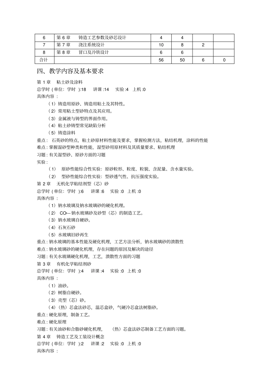 铸造工艺---教学大纲_第3页