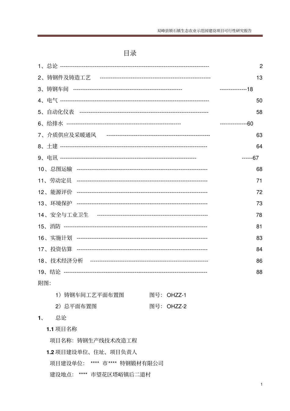铸钢生产线技术改造工程可行性研究报告_第1页