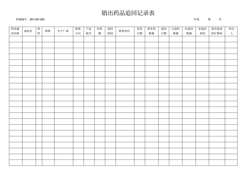 销出药品追回记录表_第1页