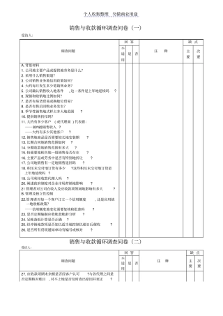 销售与收款循环问卷