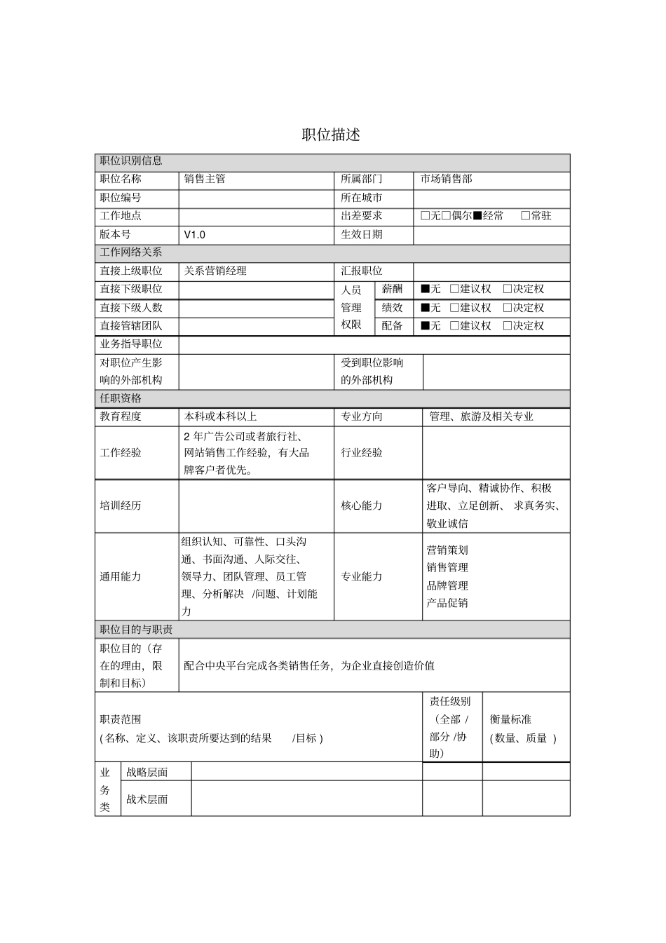 销售主管岗位说明书_第1页