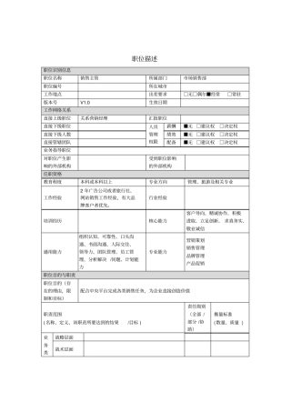销售主管岗位说明书