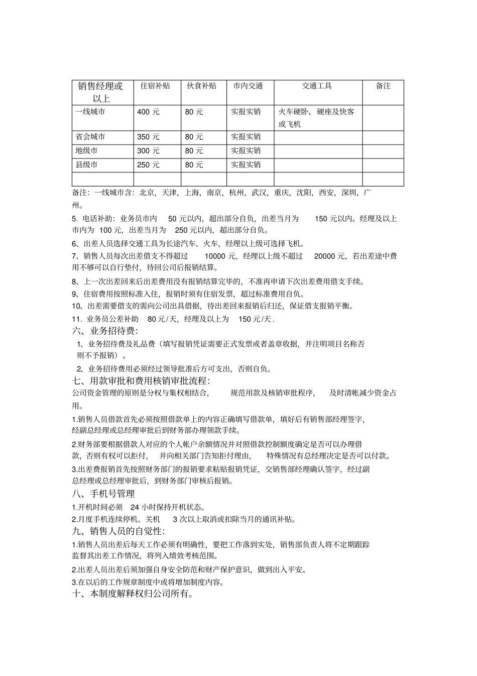销售人员出差管理制度_第2页