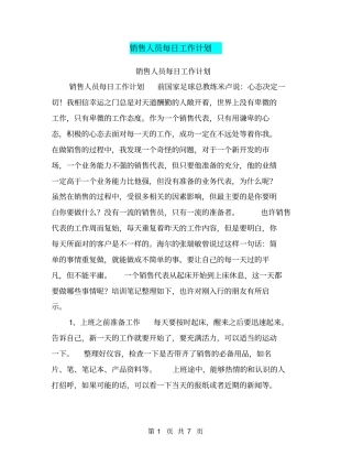 销售人员每日工作计划【可编辑版】