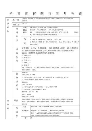 销售人员薪酬与晋升标准