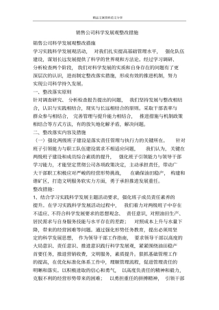销售公司科学发展观整改措施-精品文案范文