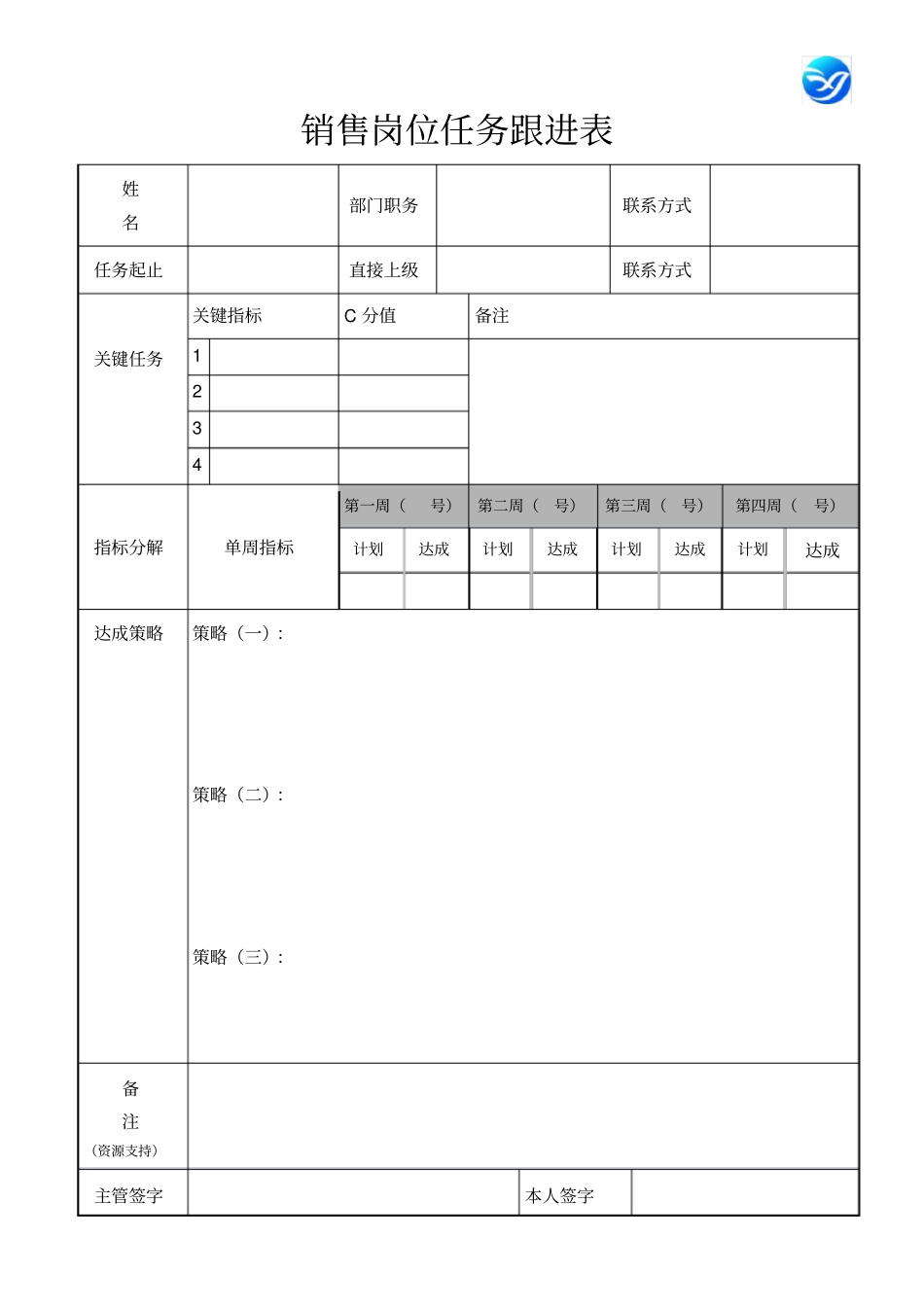 销售岗位任务跟进表_第1页