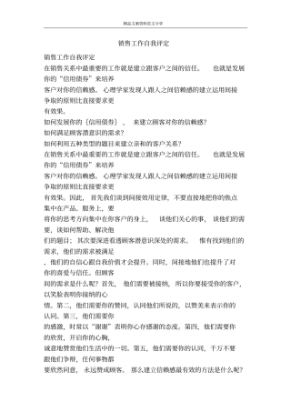 销售工作自我评定-精品文案范文