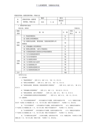销售考核管理体系方法