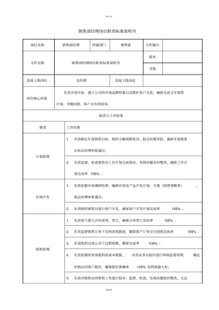 销售部经理岗位职责说明书