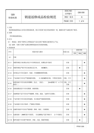 销退返修品检验规范