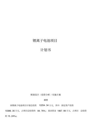 锂离子电池项目计划书