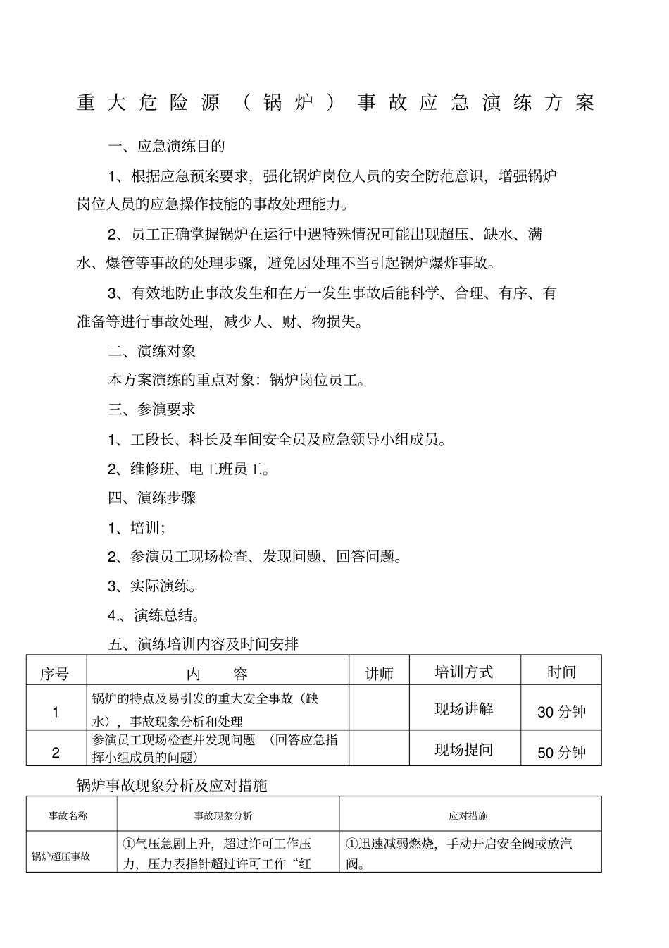 锅炉事故应急演练方案_第1页