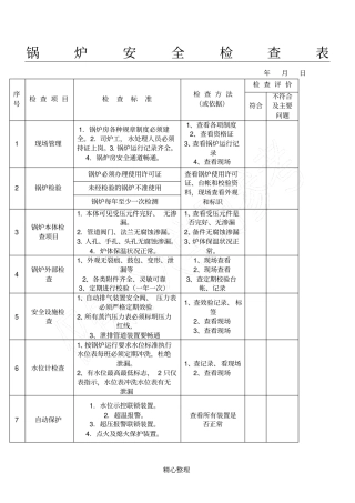 锅炉安全检查表格模板