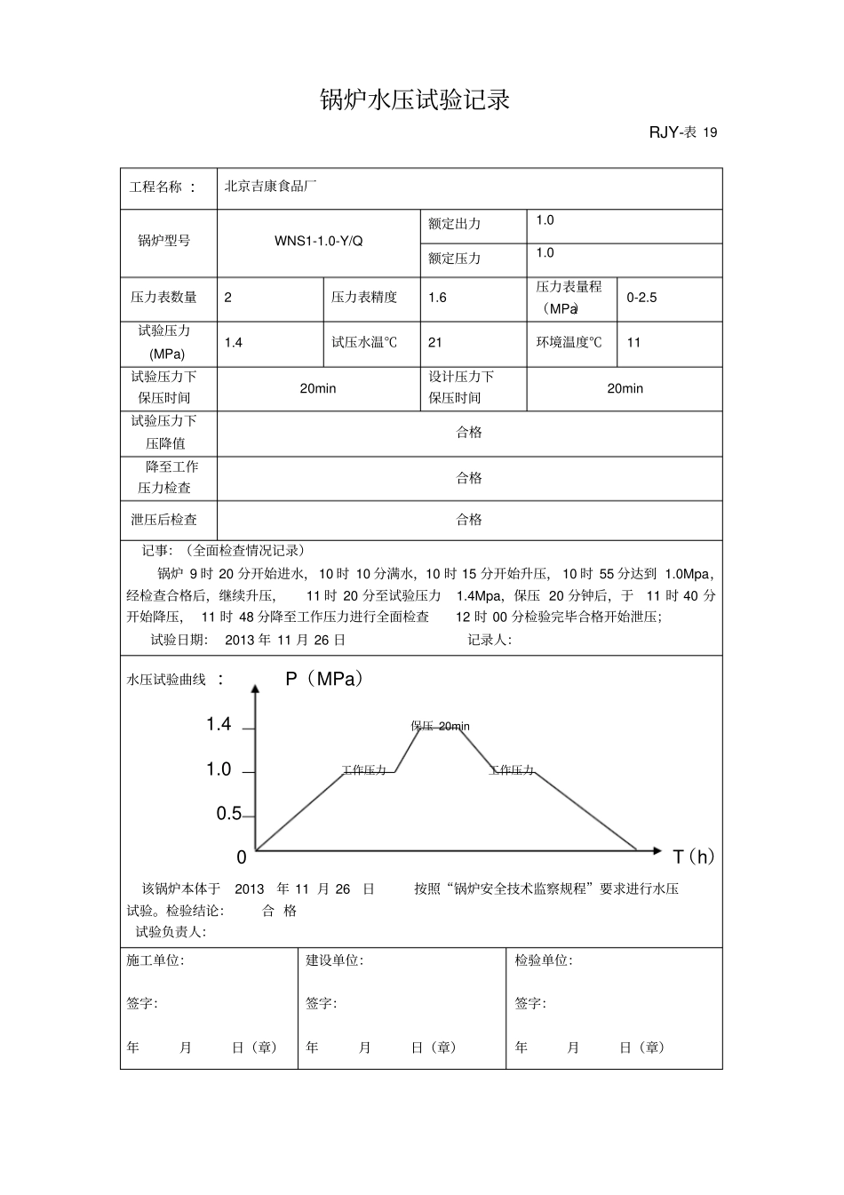 锅炉水压试验记录_第1页