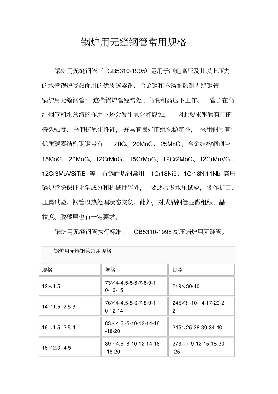 锅炉用无缝钢管常用规格_第1页