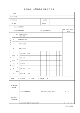 锚杆制作、安装检验批质量验收记录
