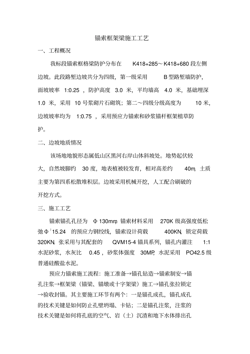 锚索框格梁施工工艺_第1页