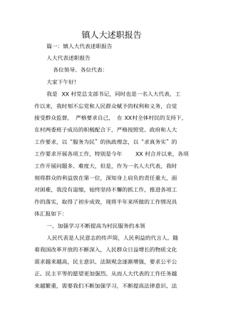 镇人大述职报告