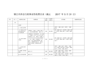 镇江涉企行政事业性收费目录截止2017年5月31日