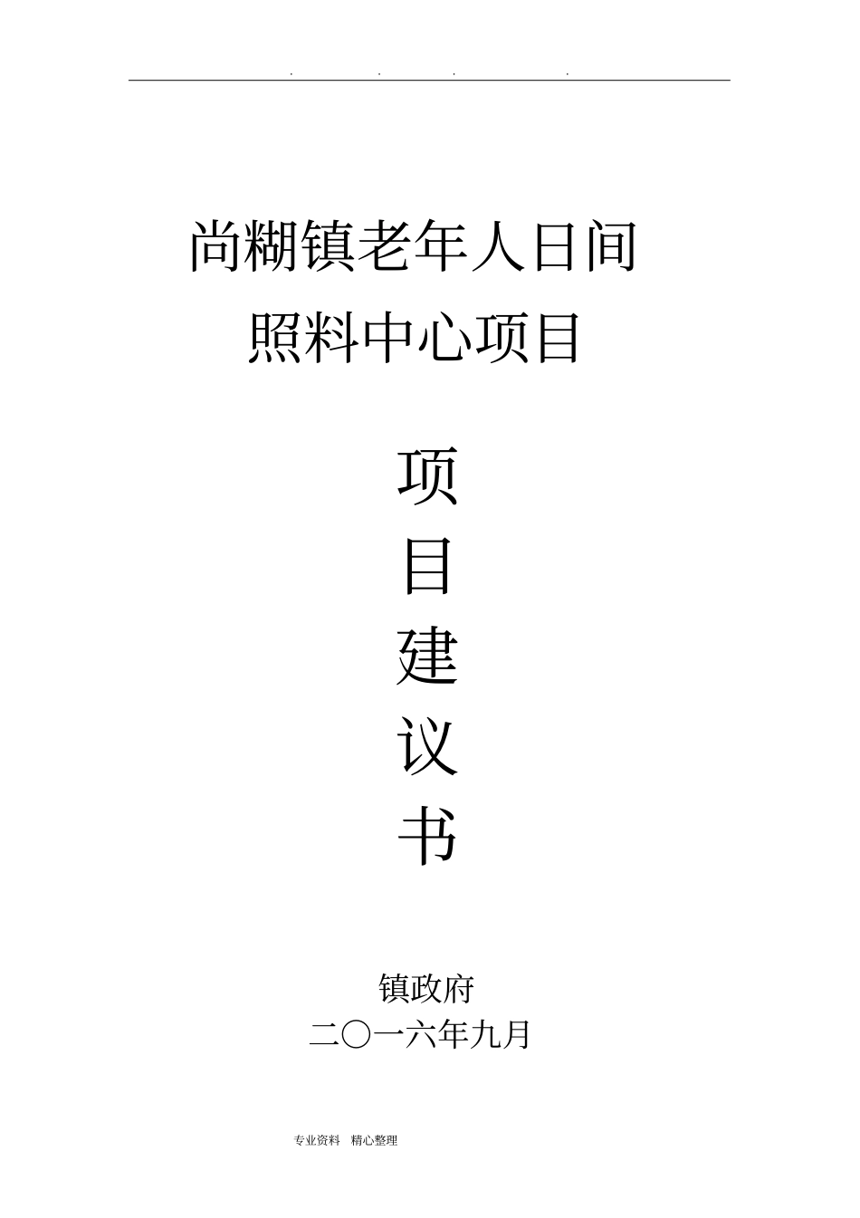镇老年人日间照料中心项目实施建议书_第1页