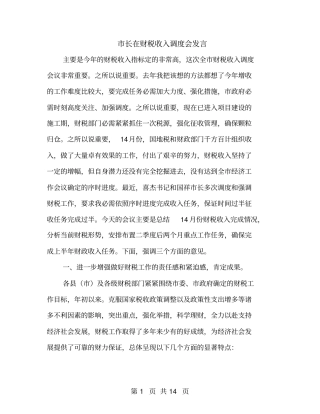 长在财税收入调度会发言