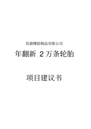长春佳源橡胶制品有限公司年翻新2万条轮胎项目建议书