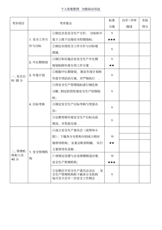 长江干线危险货物运输企业安全生产标准化考评要点评分细则