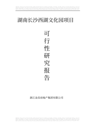 长沙西湖文化园项目可行性报告