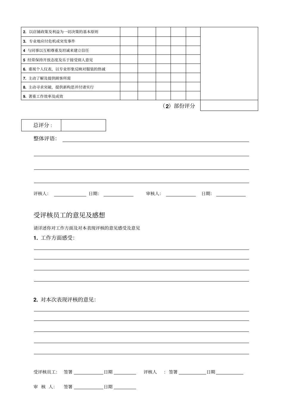 门店店铺店长、店员考核表_第2页