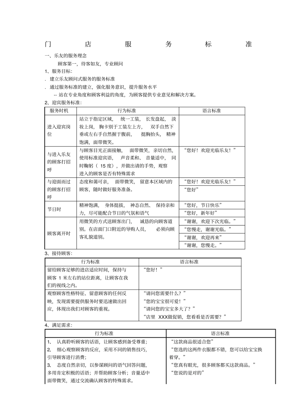 门店服务标准_第1页