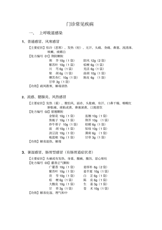 门诊常见疾病汇总