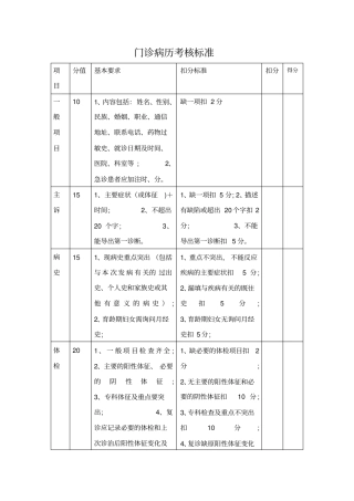 门诊病历考核标准