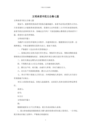 文明承诺书范文合集七篇