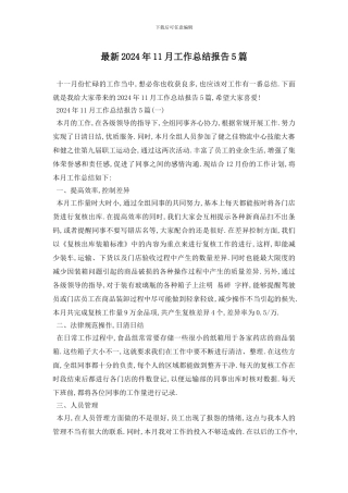 最新2024年11月工作总结报告5篇