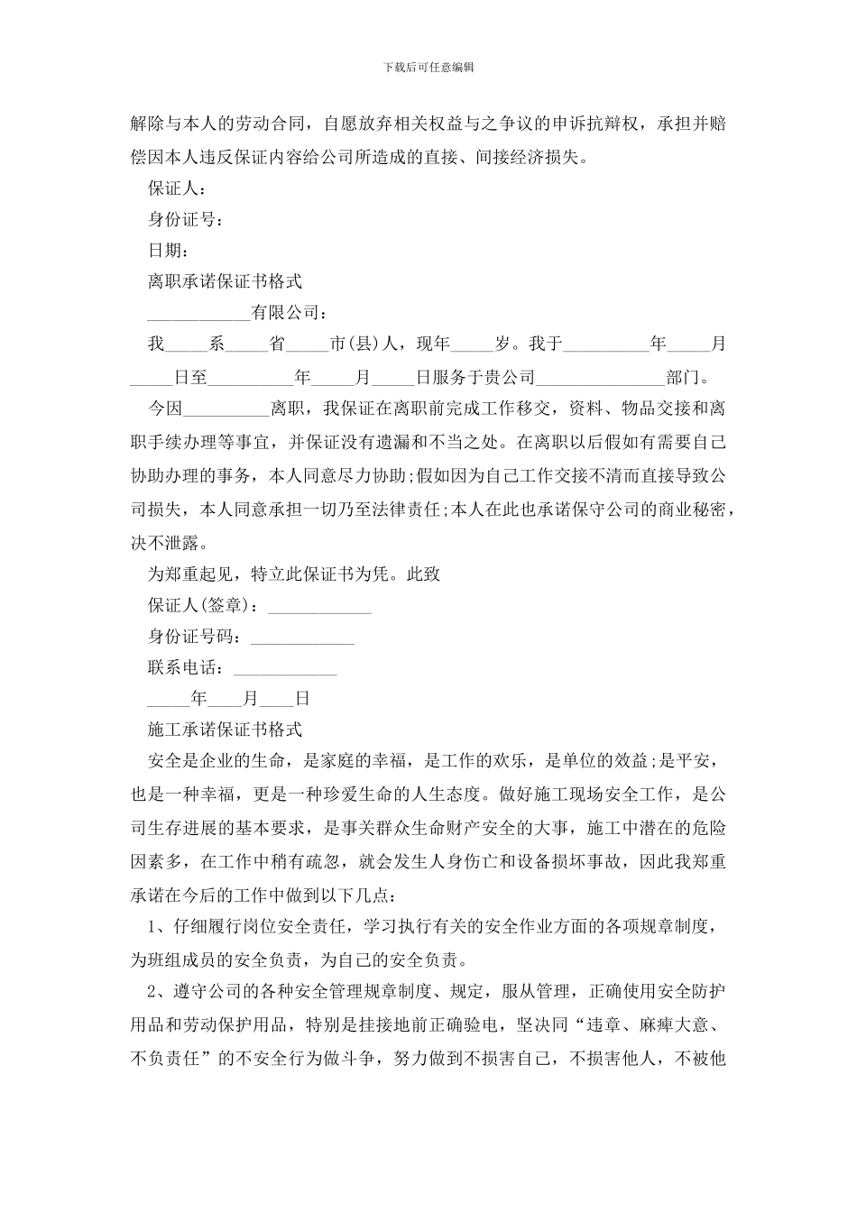 最新2024年承诺保证书格式范文_第2页