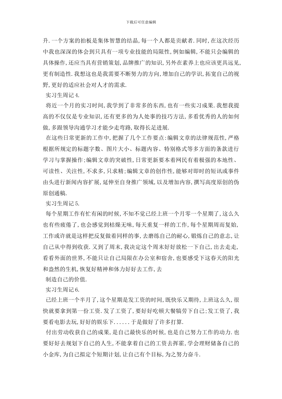 最新2024网站编辑实习生周记范文10篇_第2页
