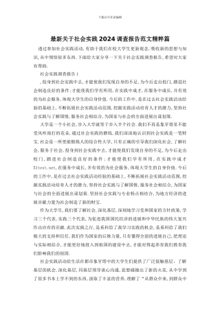 最新关于社会实践2024调查报告范文精粹篇