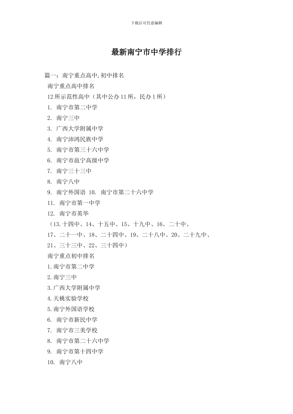 最新南宁市中学排行_第1页