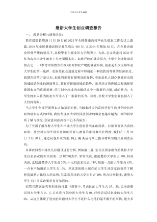 最新大学生创业调查报告