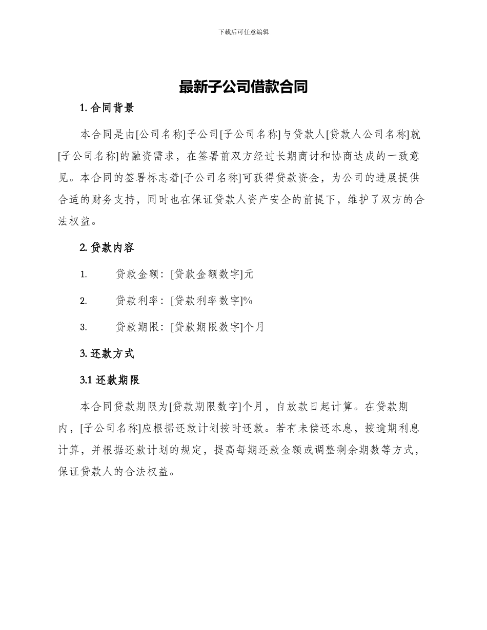 最新子公司借款合同_第1页