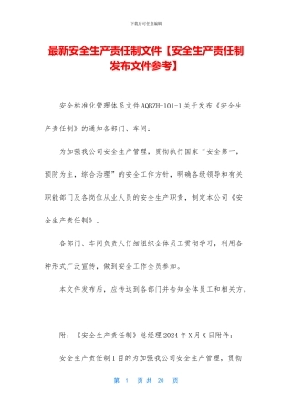 最新安全生产责任制文件