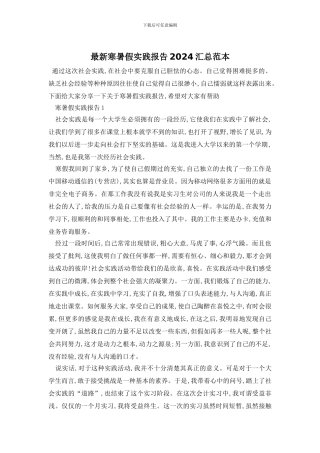 最新寒暑假实践报告2024汇总范本