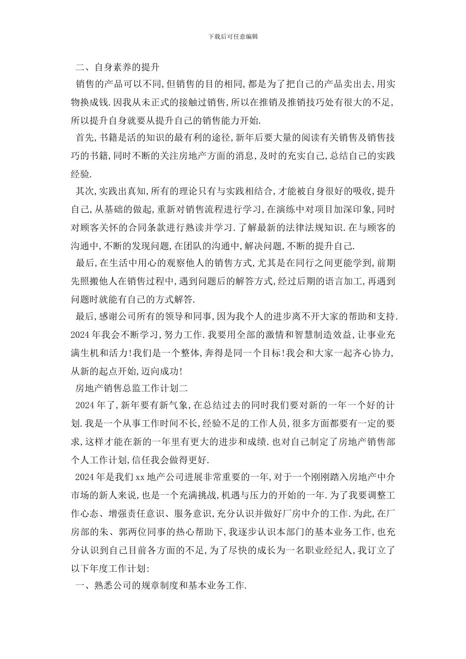 最新房地产销售总监工作计划4篇_第2页