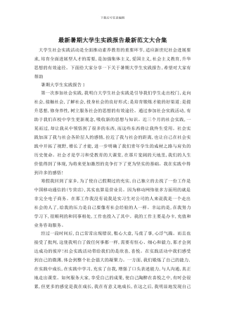 最新暑期大学生实践报告最新范文大合集